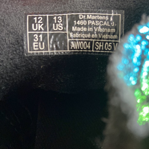 Dr Martens 1460 Pascal Glitter Kids Size US 13 Rainbow Ankle Boots - Picture 10 of 12